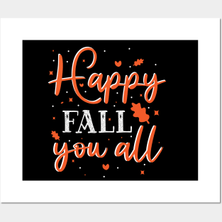 Happy Fall Y'all Autumn Fall Design Posters and Art